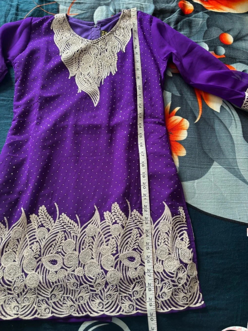 Embellished Cream and Sage Floral kids Salwar Kameez